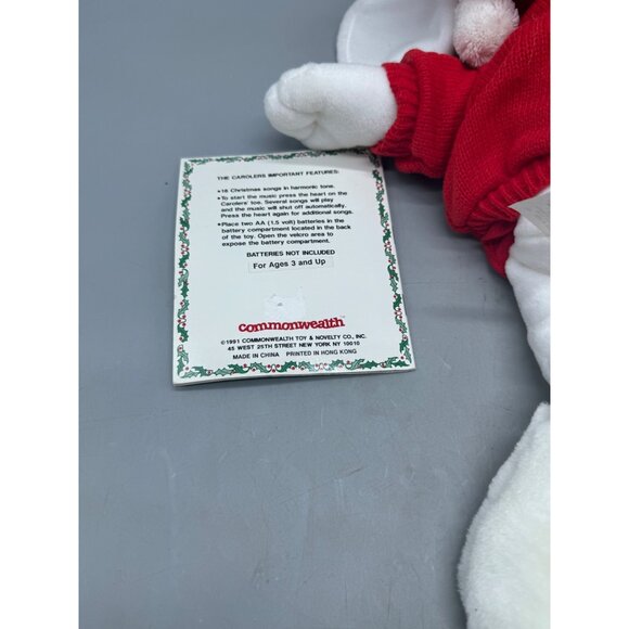 The Carolers 1991 Plush Mouse With Red Sweater & Hood Christmas Decor White READ - Picture 16 of 16